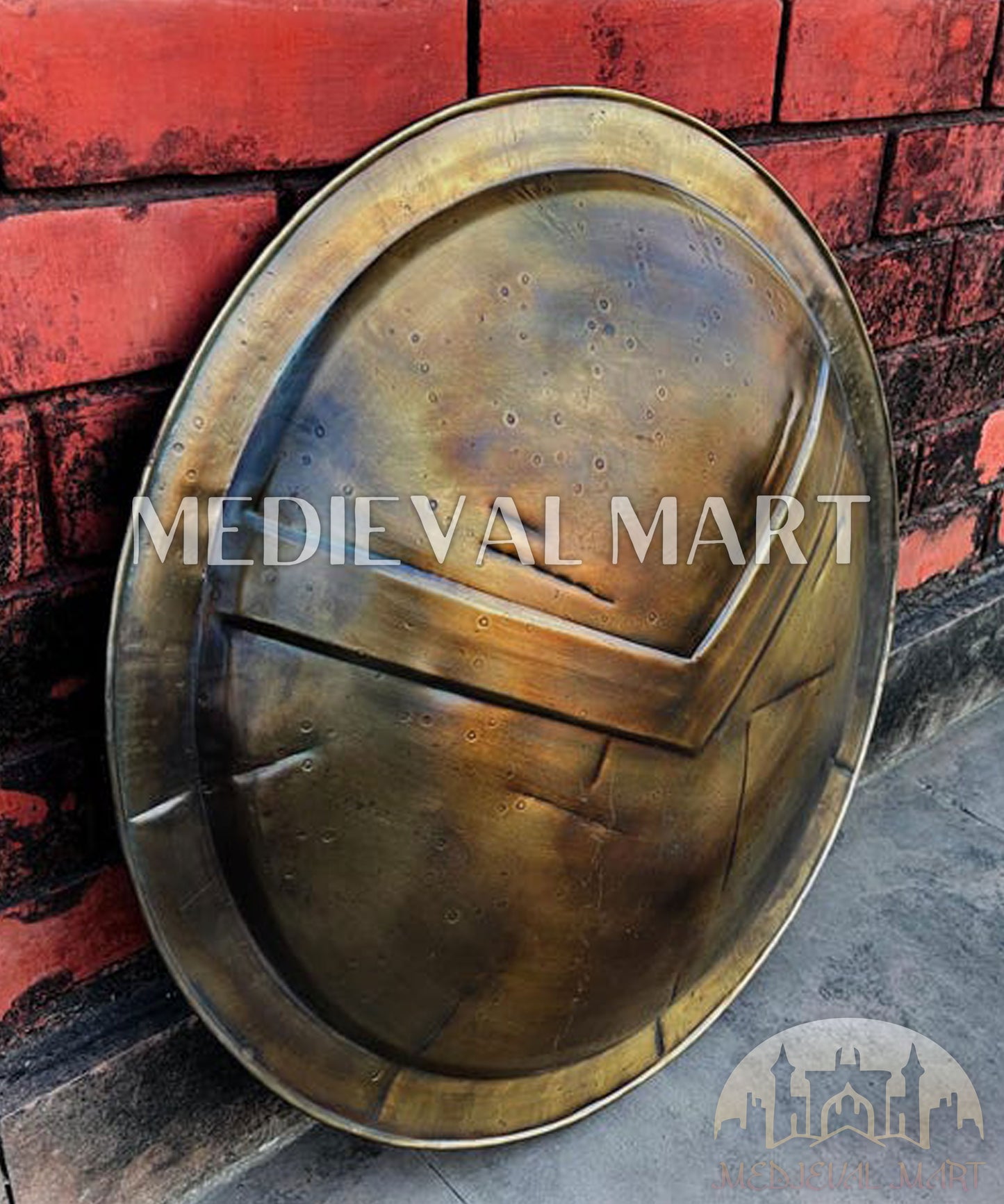 MEDIEVALMART Medieval "300 Moive" Spartan Battle Damage Shield War Finish Halloween Gift for Dad - 300 Props