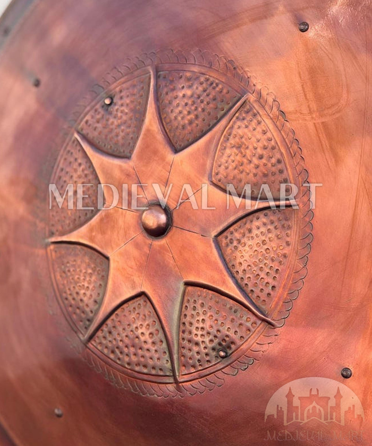 MEDIEVALMART "Kingdom Of Heaven" Round Shield Copper Finish Halloween Costume - Gift For Dad