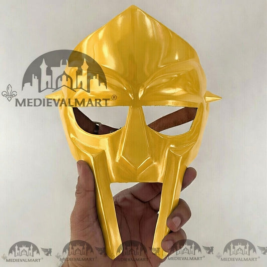 MEDIEVALMART MF DOOM Mask Mad-villain Yellow Finish Steel Face Armor