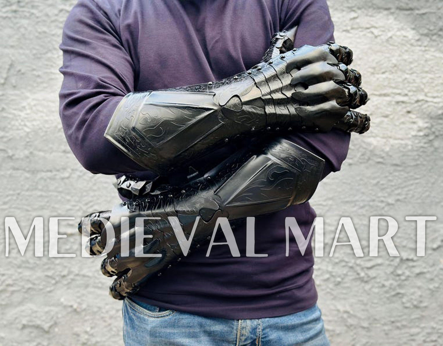 MEDIEVALMART LOTR Ringwraith Nazgûl-Inspired Silver Gauntlet Steel Medieval Armor Gloves