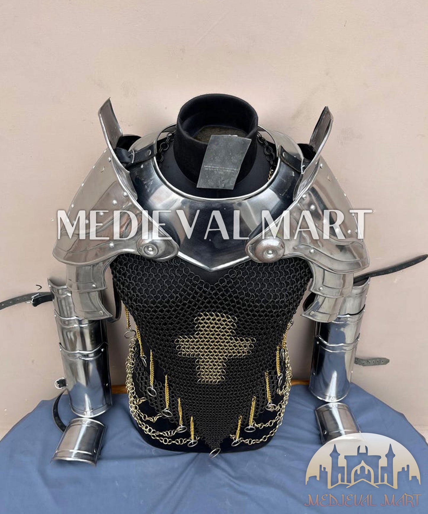 MEDIEVALMART (Isolara Dragonplate) Women’s Armor W/H Black (Dragonfang) Jesus Chainmail + Arms Armor