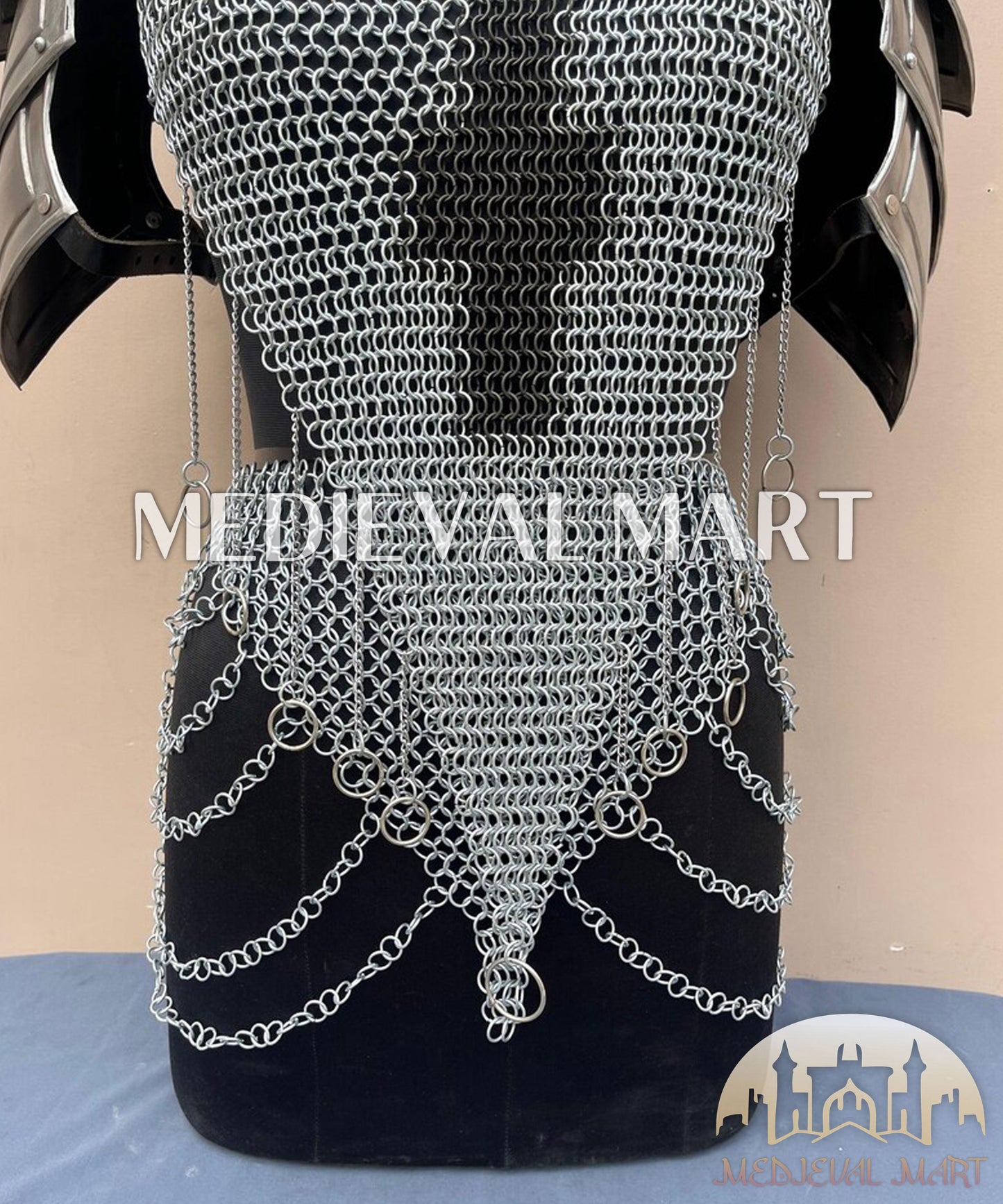 MEDIEVALMART (Isolara Dragonplate) Women’s Armor W/H Silver (Dragonfang) Jesus Chainmail Armor