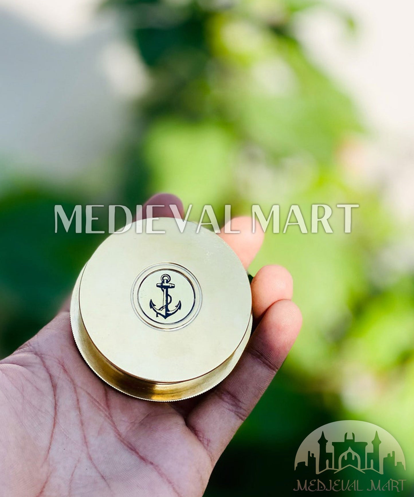 MEDIEVALMART Nautical Pure Brass Custom Engrave Sun Clock Compass Shiny Brass Finish | Gift For Mom, Her, Him