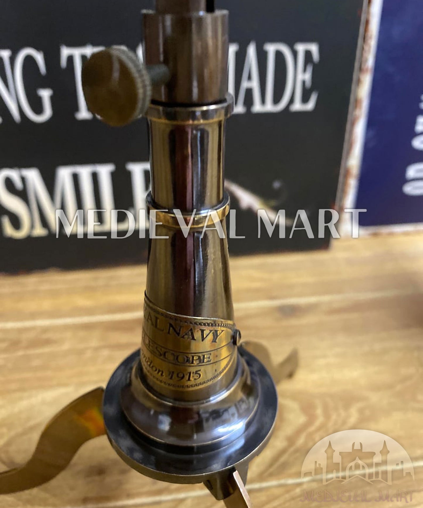 MEDIEVALMART Nautical Handmade Brass Telescope on a Metal Stand Decorative Gift for Dad