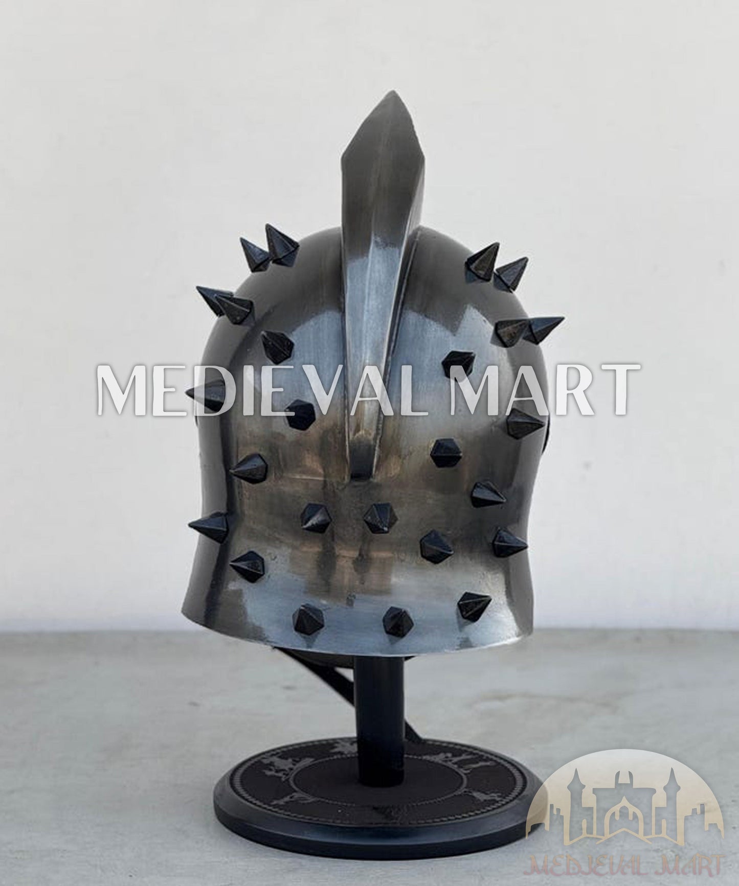 MEDIEVALMART "Gladiator" Antique Black Knight Roman Soldier Helmet W/H Free Stand | Gladiator Props