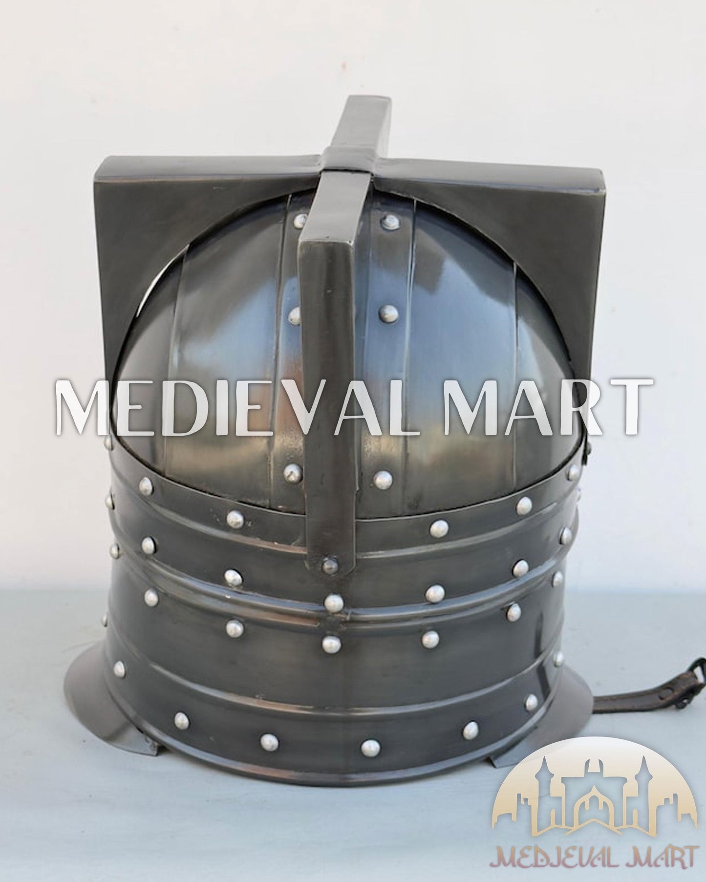 MEDIEVALMART Moria Dwarves Black Finish Helmet W/H Free Stand | LOTR Props