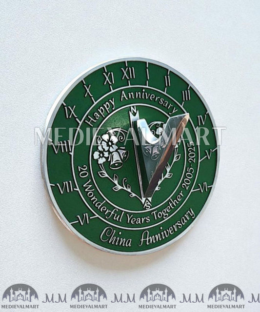 MEDIEVALMART 20th "Wonderful Years Together" Happy Anniversary Sundial Clock Best Gift For Anniversary Day