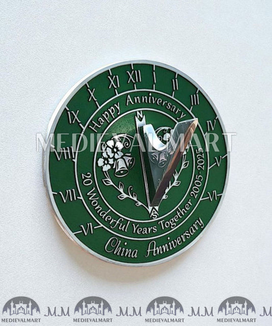 MEDIEVALMART 20th "Wonderful Years Together" Happy Anniversary Sundial Clock Best Gift For Anniversary Day