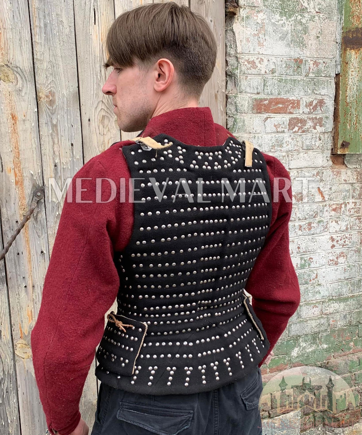 MEDIEVALMART Luxury Renaissance Simplified PREMIUM Black Brigandine Plates Jacket Armor Type Royal LARP Wimbledon, For Cosplay Him & Her