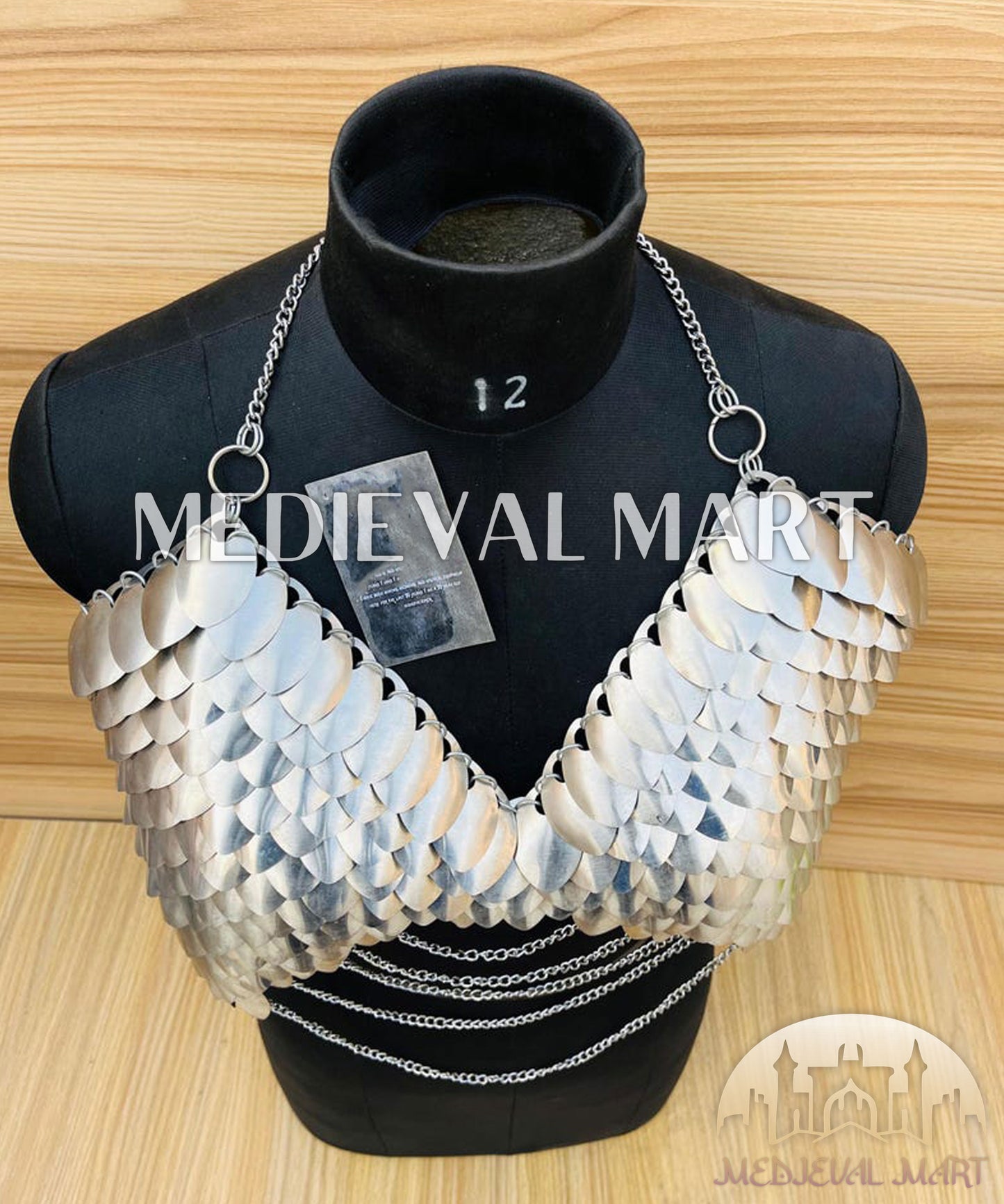 MEDIEVALMART Women’s (Royal Raven) Gold Plated Bra Chest Armor W/O Skirt