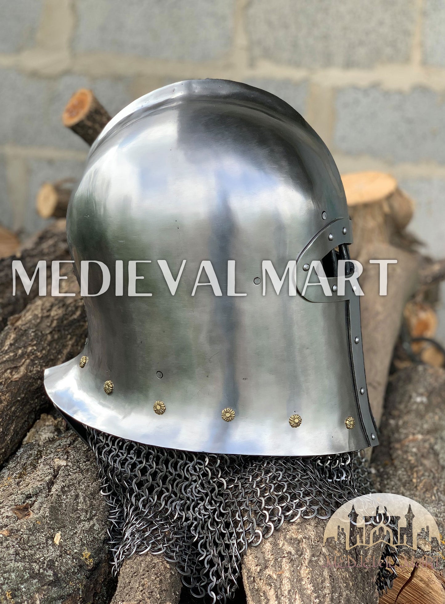 MEDIEVALMART 1500 AD Italian Barbute T shaped visor Helmet By "Gonaza Family"