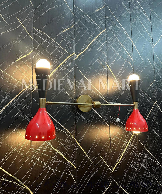 MEDIEVALMART Mid Century Handcrafted Modern Brass Wall Sconce: Italian Lighting Fixture