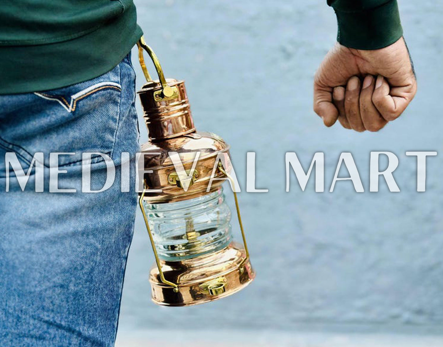 MEDIEVALMART Nautical Vintage Shiny Brass Clear Glass Ship Oil Lamp - Personal Engraving Marine Lantern (Copy)