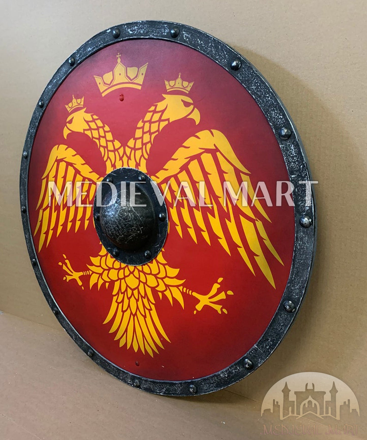 MEDIEVALMART Viking's Valhalla Byzantine Eagle Varangian Authentic Battleworn Viking Wooden Shield | Gifts For Dad
