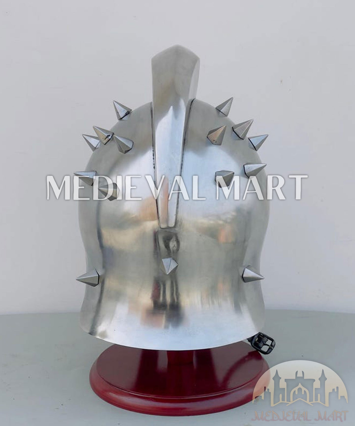 MEDIEVALMART "Gladiator" Silver Knight Roman Soldier Helmet W/H Free Stand | Gladiator Props