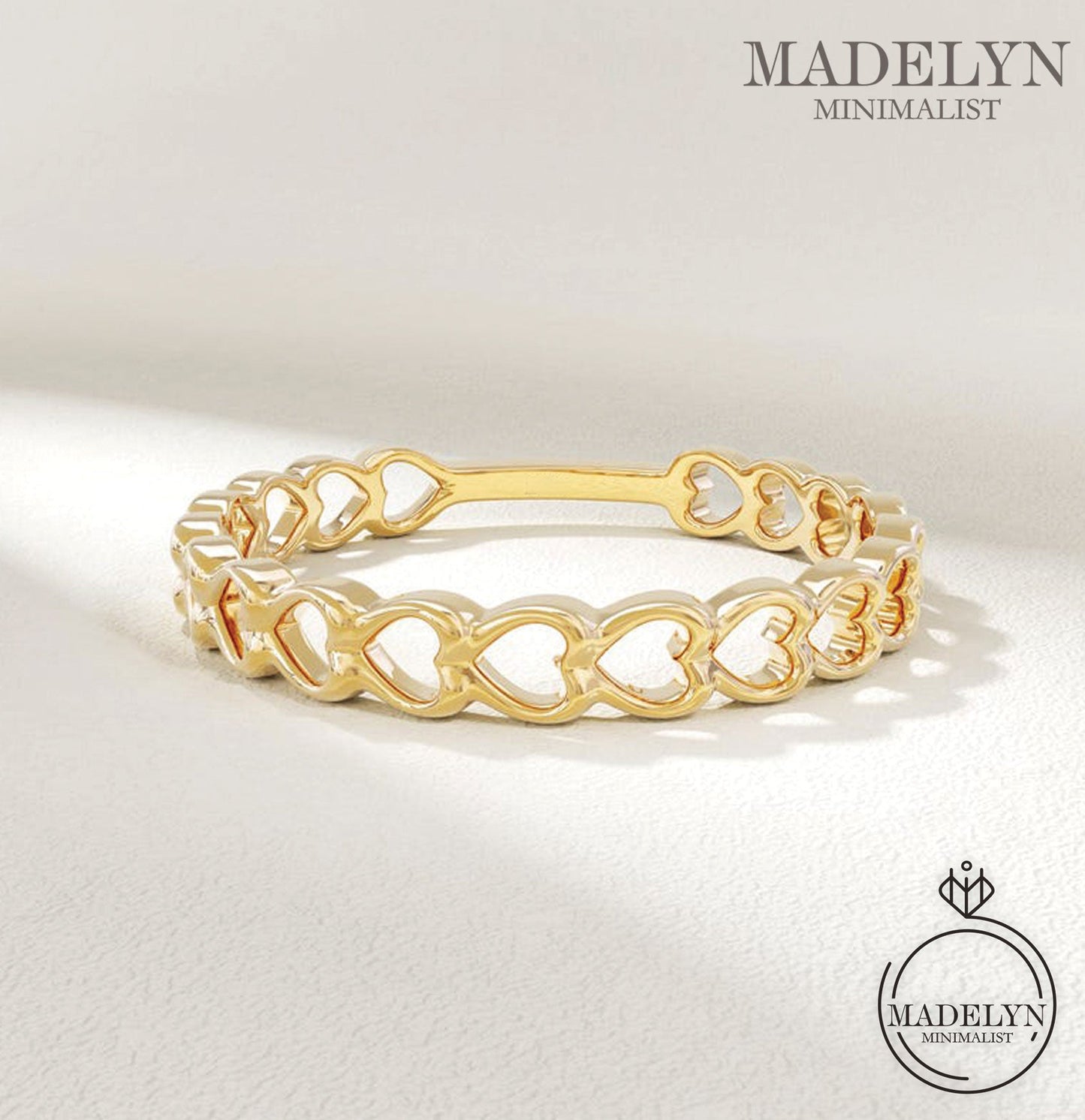 MADELYN MINIMALIST 14k Solid Gold Heart Ring Minimalist Love Band for Women Dainty Gold Heart | Gift For Wife or Girlfriend