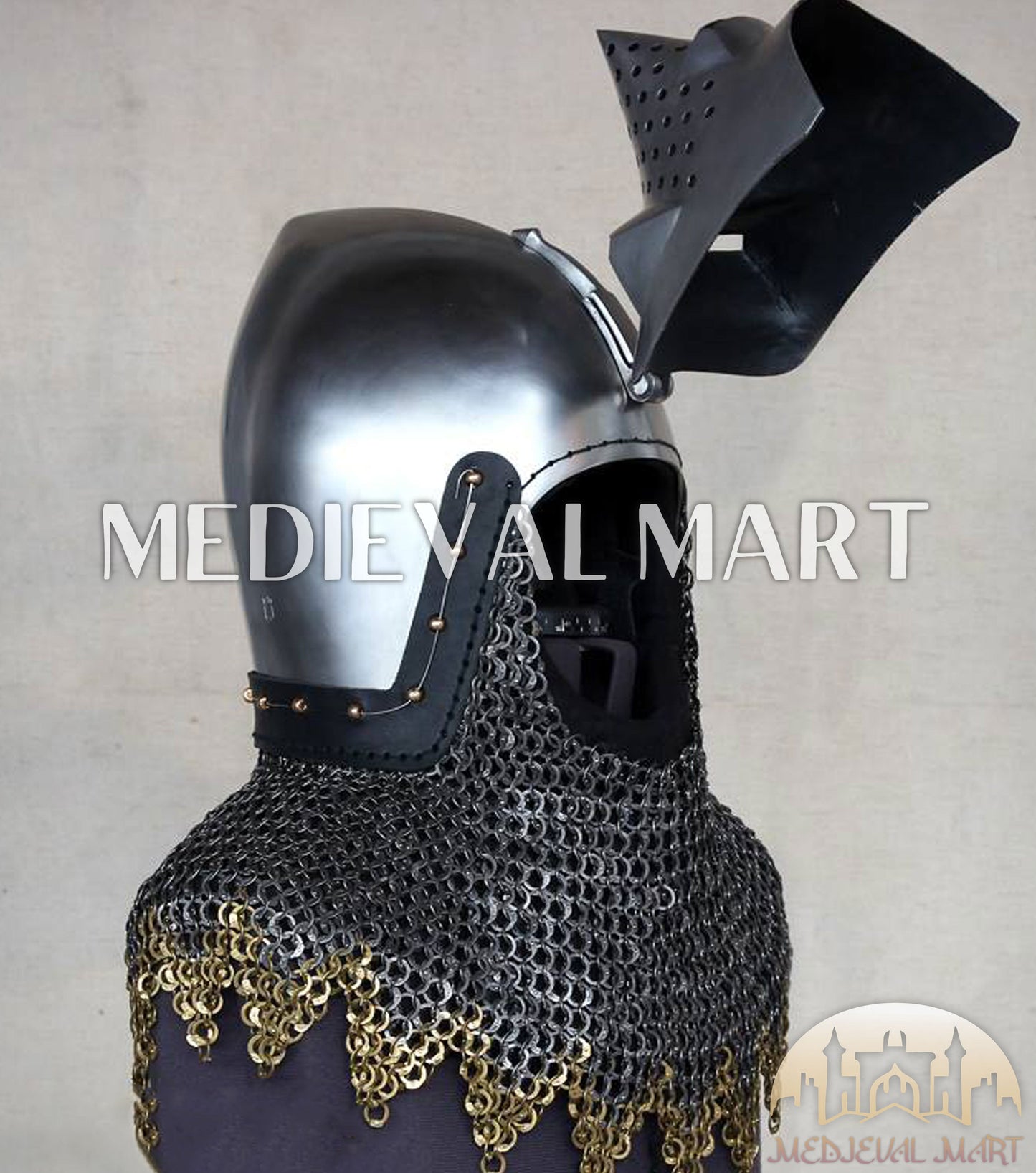MEDIEVALMART XIV Century Medieval Houndskull "Lorenzo" Bascinet Visor Helmet HMB; IMCF