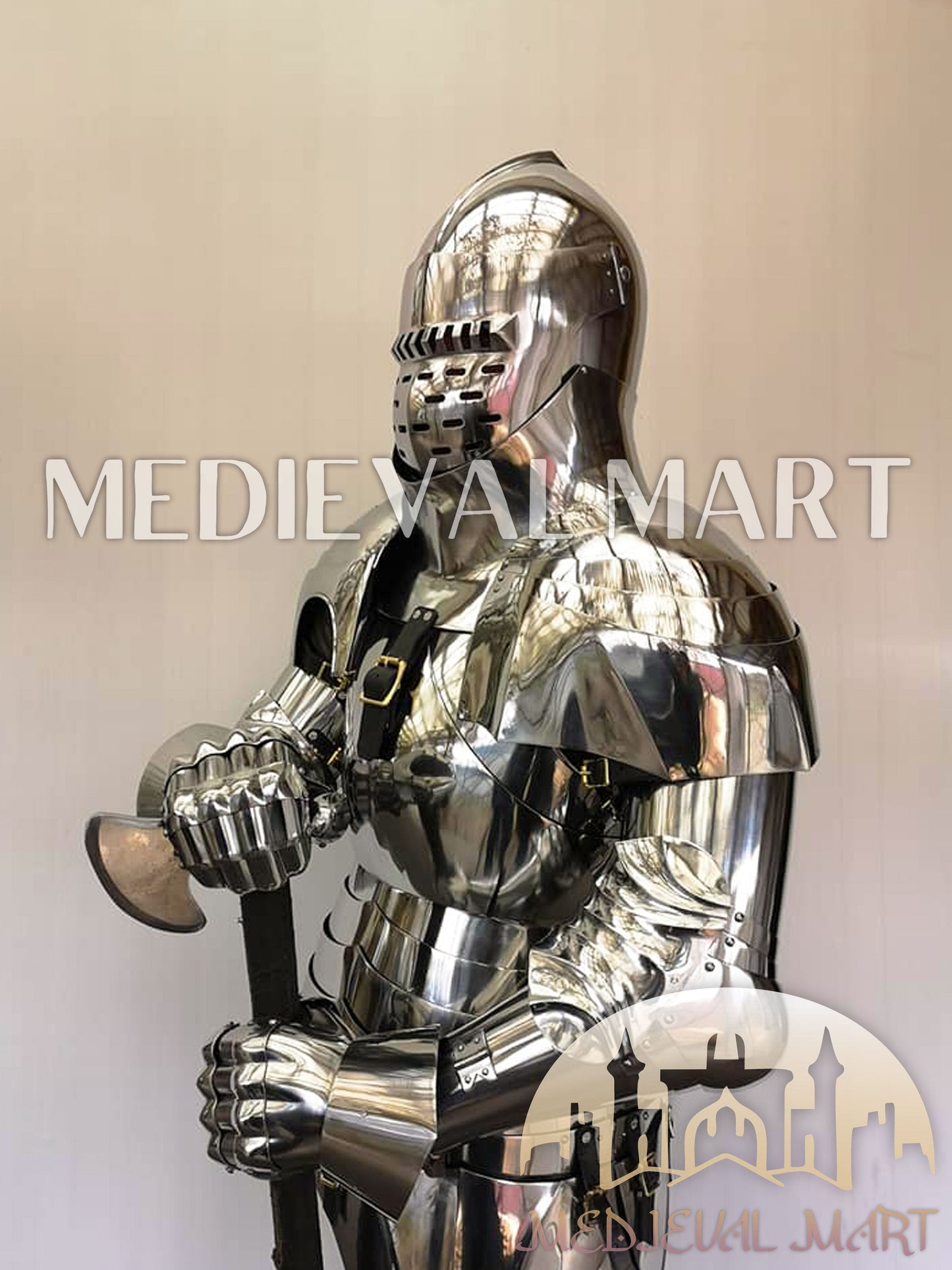 MEDIEVALMART Medieval knight Full Plate Customised English Body Armor With Viking Axe Weapon