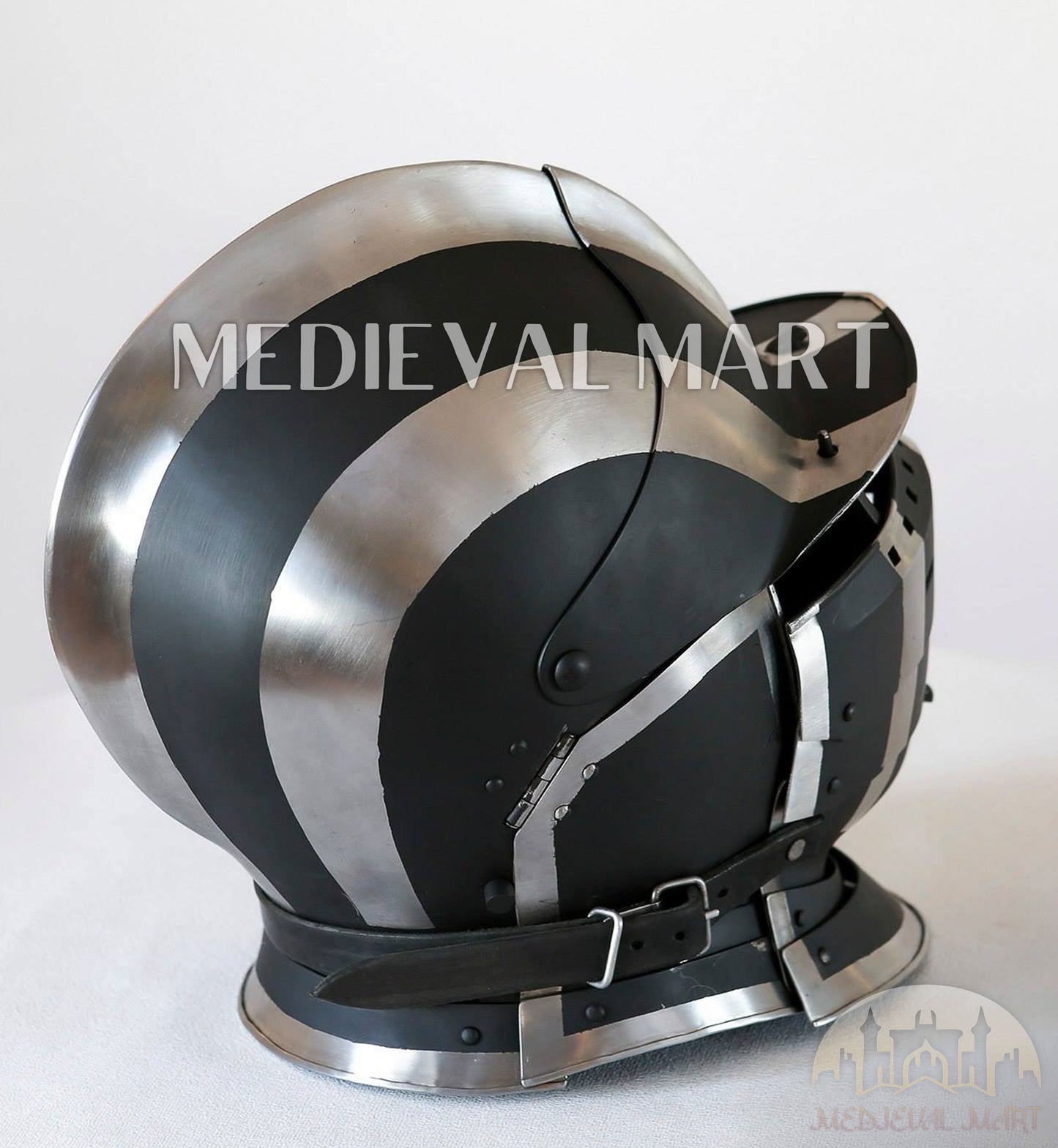 MEDIEVALMART Medieval Ancient Black and White Burgonet 2 Knight Helmet