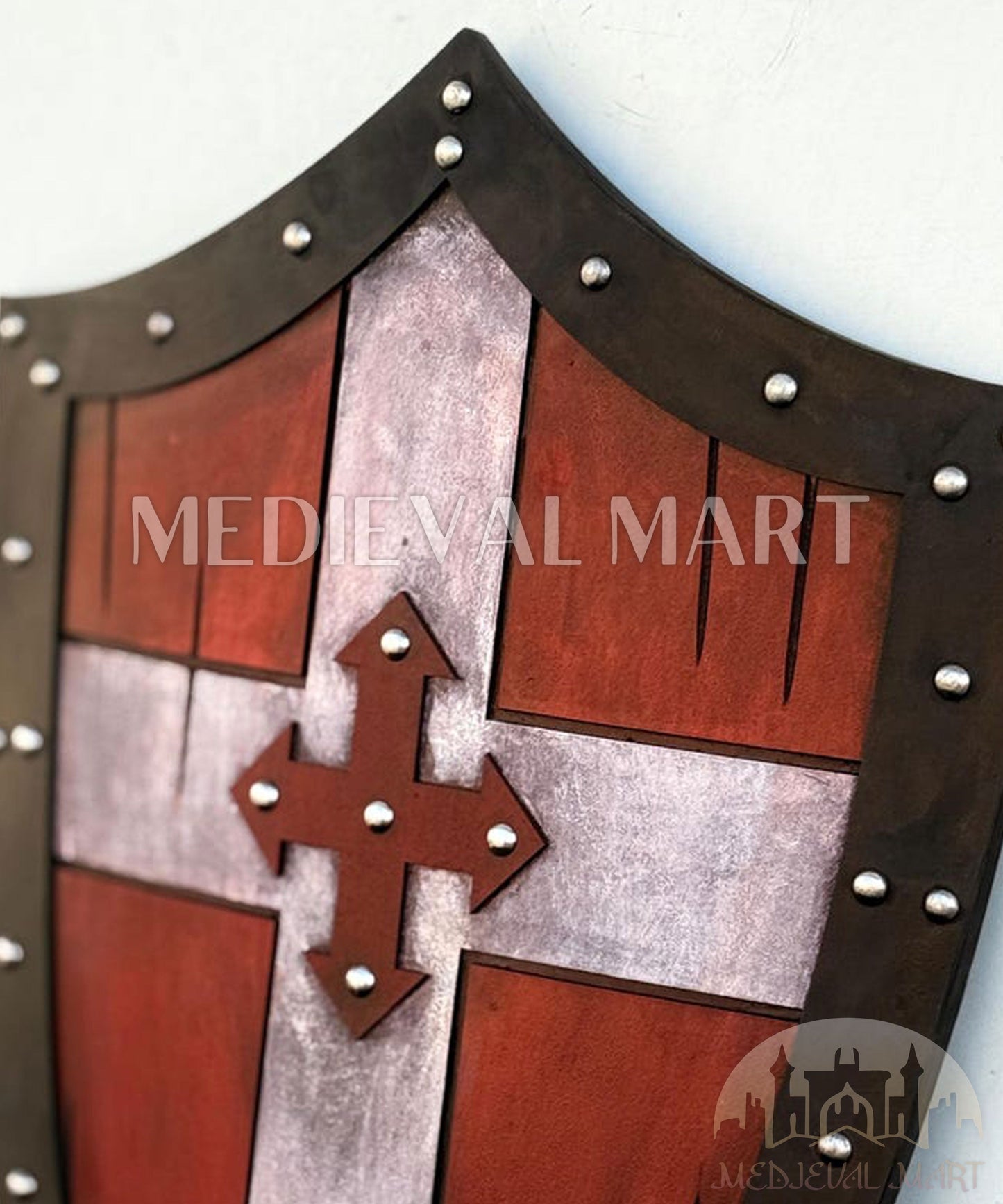 MEDIEVALMART Medieval Knight Templar Crusader Shield Red Finish Halloween Costume - Gift for Dad