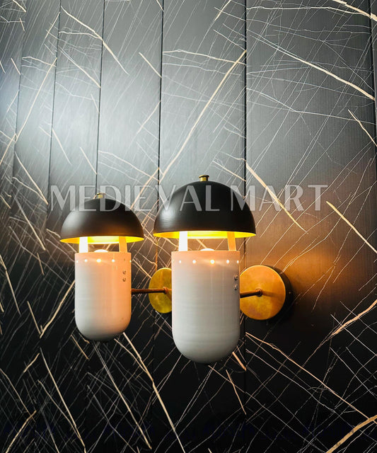 MEDIEVALMART Handcrafted Brass Wall Sconce: Modern Bedside Lamp