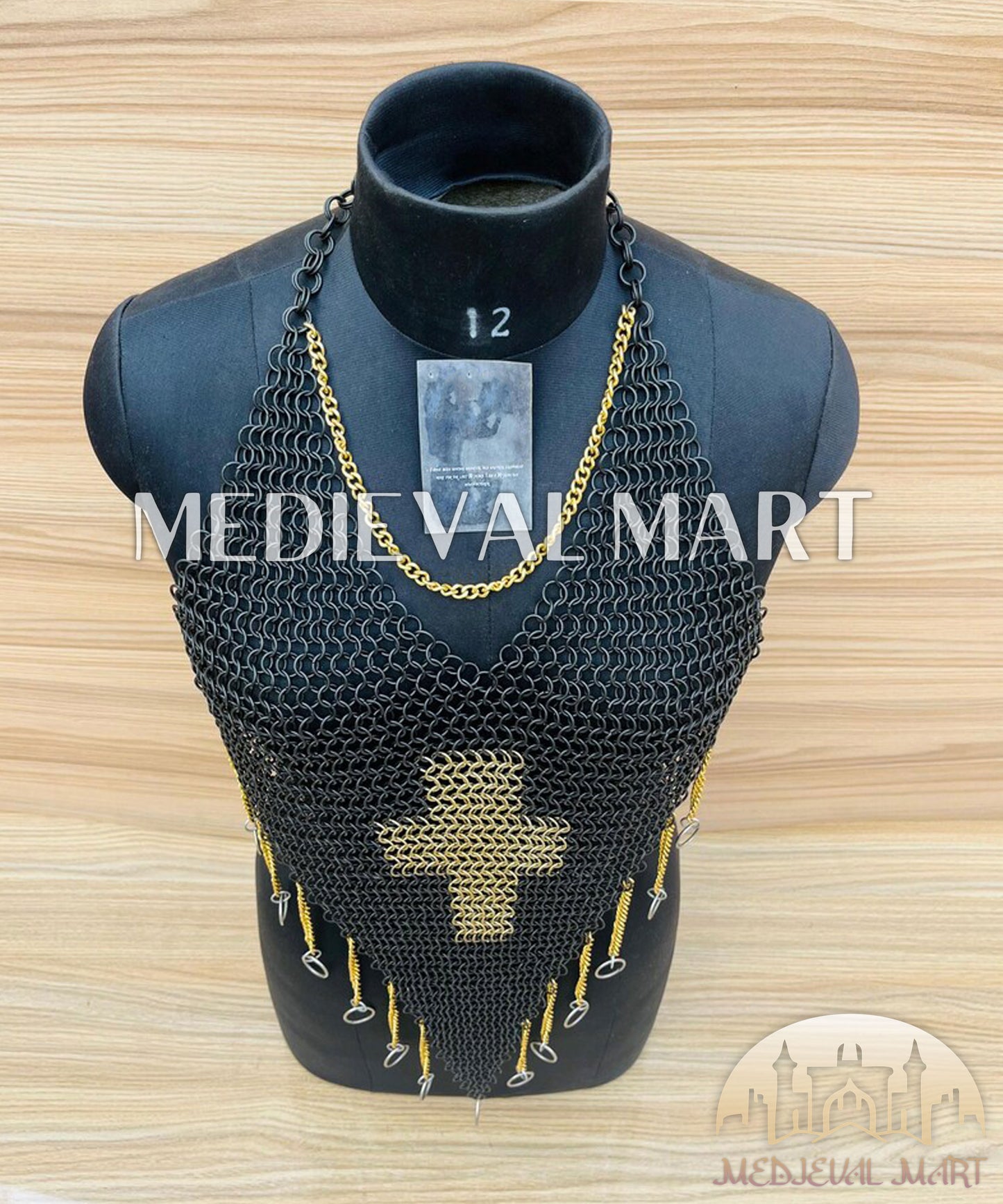 MEDIEVALMART Women’s Black (Dragonfang) Jesus Chainmail Armor W/H Skirt