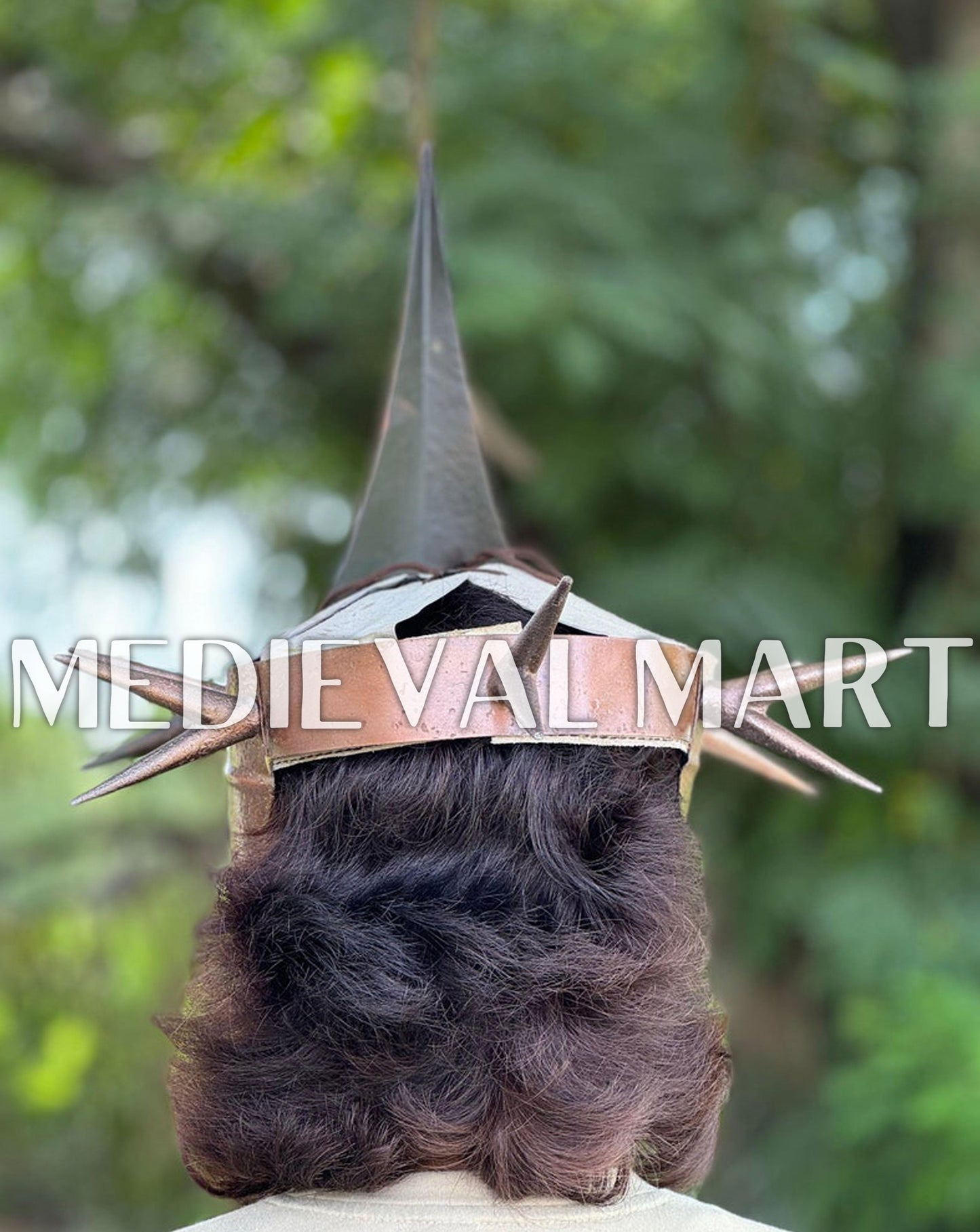 MEDIEVALMART Bronze Finish Nazgul Helmet W/H Free Stand | LOTR Props