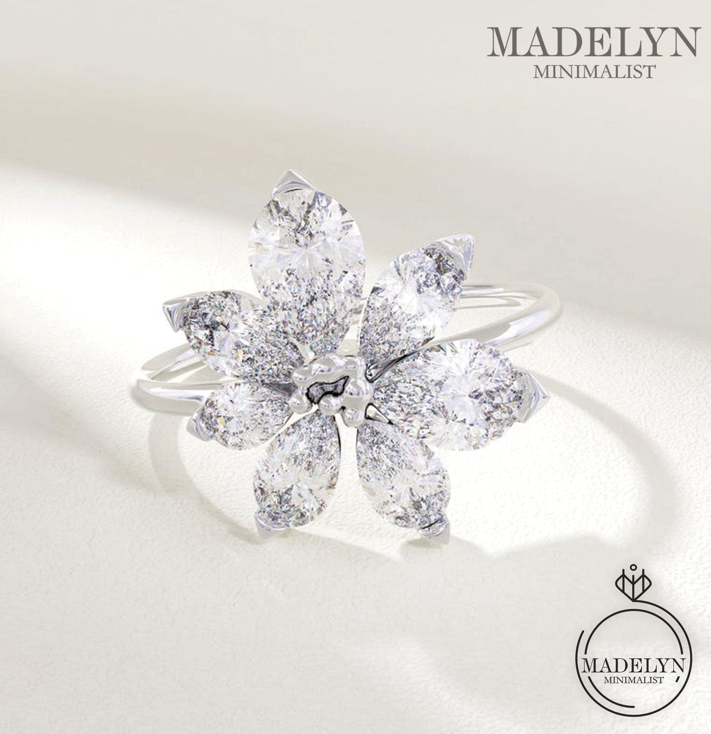 MADELYN MINIMALIST 14k Solid Gold Daisy Engagement Floral Anniversary Ring Chunky Flower Ring | Gift for Her, Wife