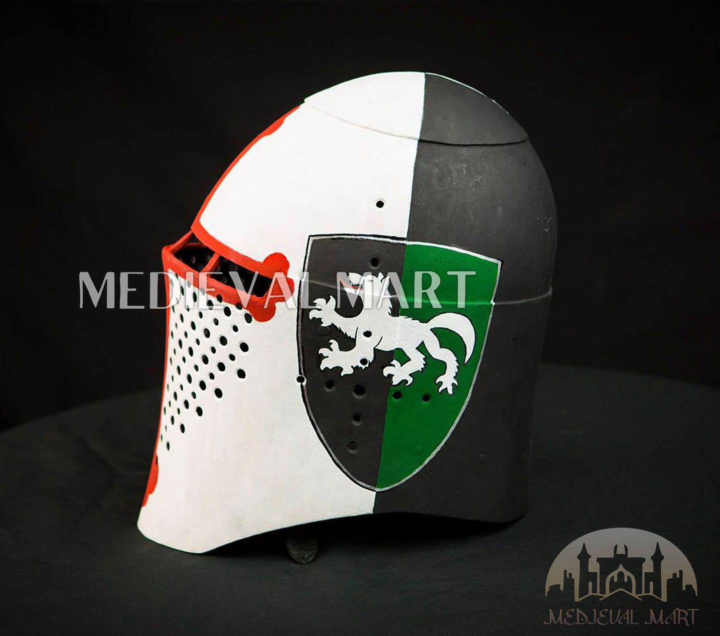 MEDIEVALMART Medieval Knight Armor Crusader Templar Helmet W/H 4 Flag Edition Color full Design