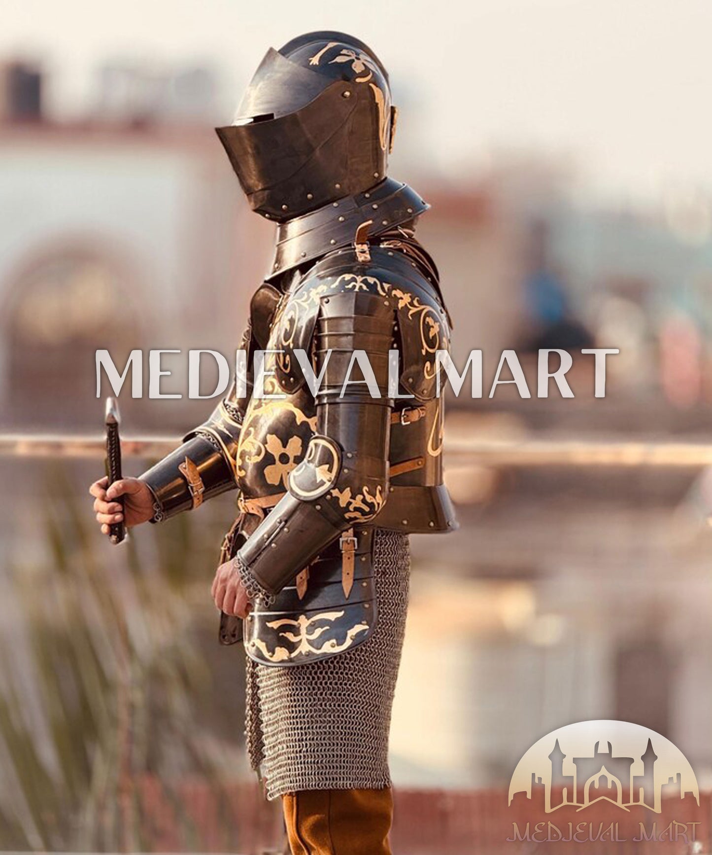 MEDIEVALMART Anton Peffenhauser's Competition Knight Steel Half Body Armor Suit