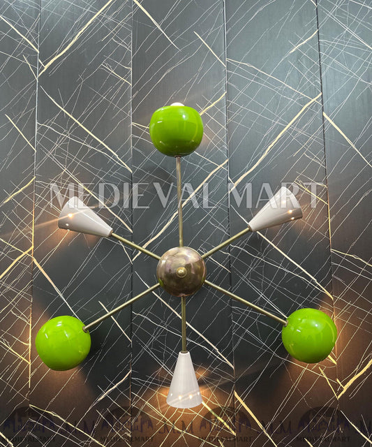 MEDIEVALMART Modern Brass Sputnik Wall Chandelier: Multicolor Eyeball Shade Lighting