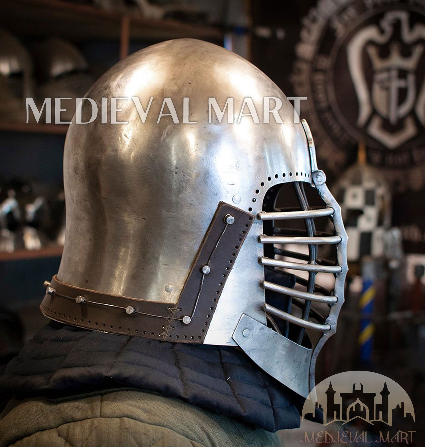 MEDIEVALMART Medieval Sport Fighter Wolf Ribs Full Face Superior Bar Grill Bascinet