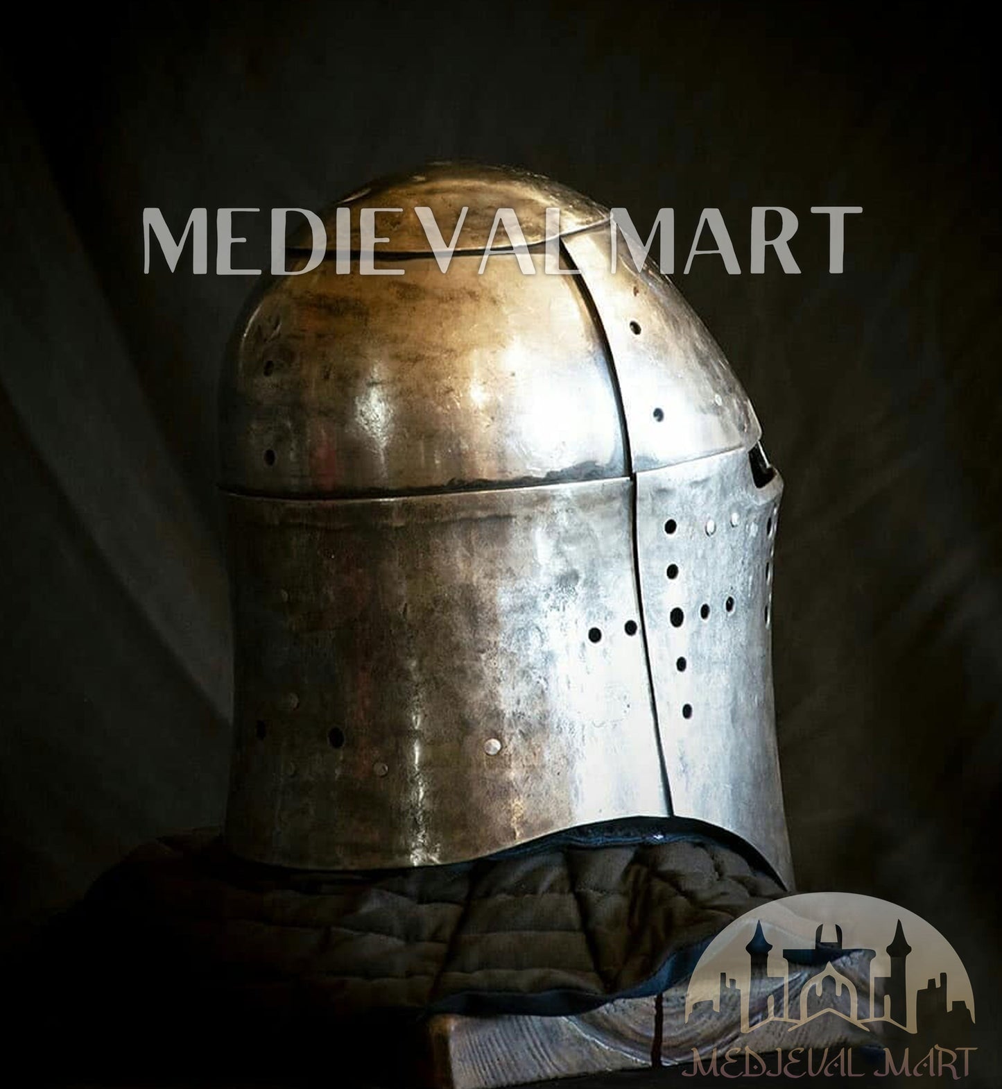 MEDIEVALMART The Great Alexander Hard Steel Edition War Damage Helmet on full Size