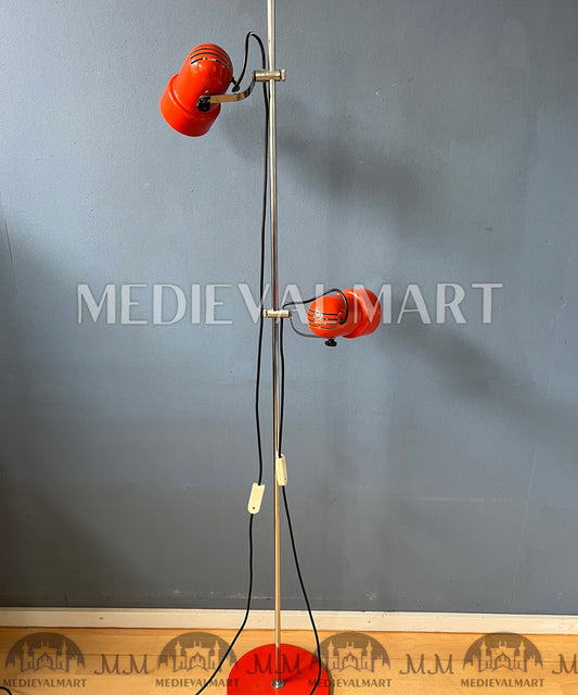 MEDIEVALMART 1960s Italian Red Mid Century Space Age Floor Lamp
