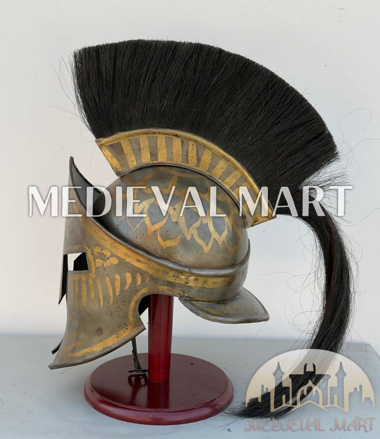 MEDIEVALMART "300" Movie Spartan King Leonidas Exclusive Edition Helmet W/H Free Stand | 300 Props