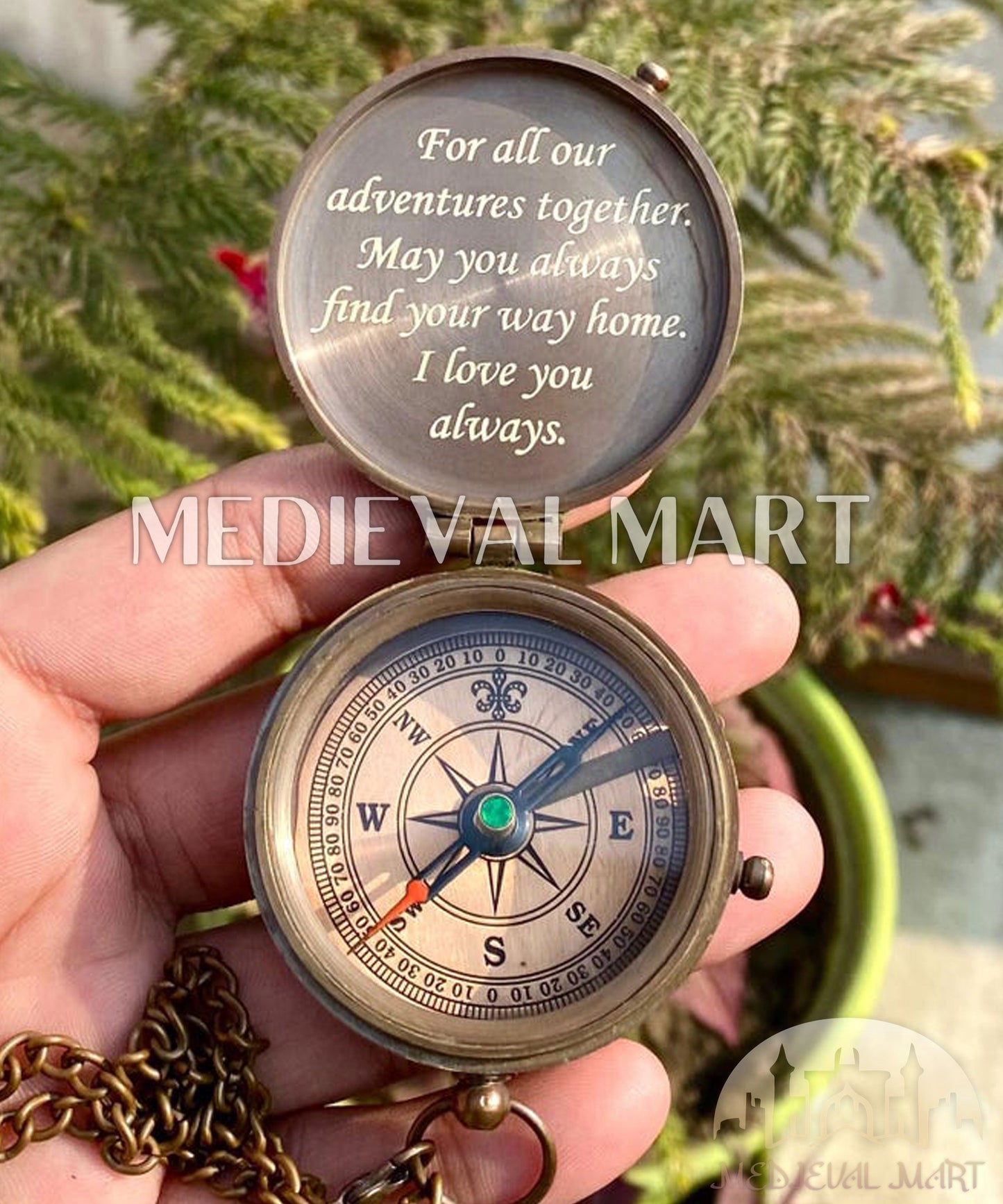MEDIEVALMART Nautical Vintage Personalized Engrave Gift Compass Bronze Finish | Gift For Her, Mom, Sister