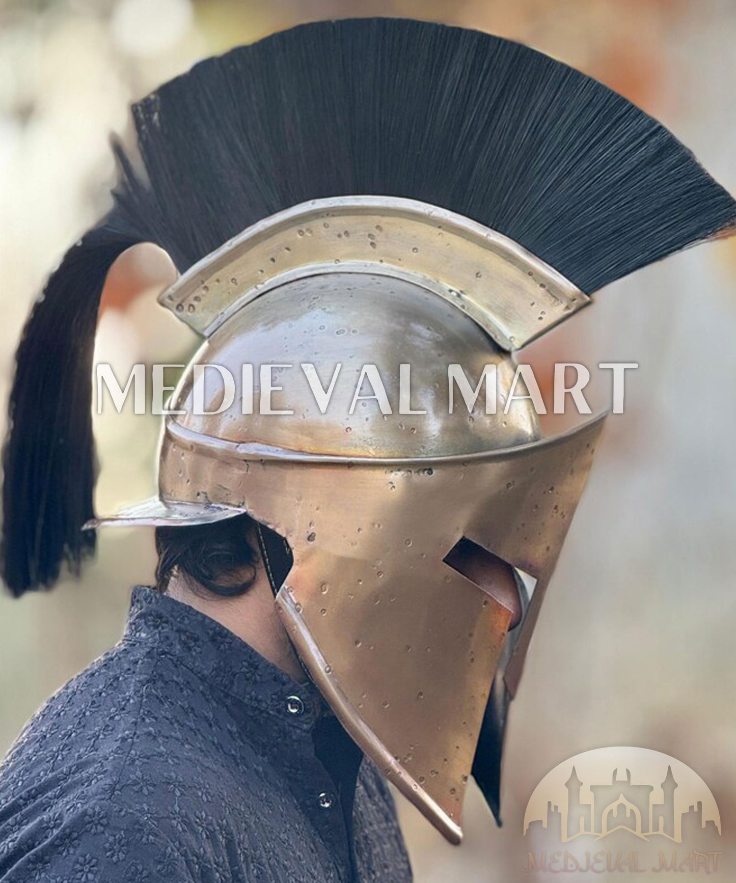 MEDIEVALMART "300" Movie King of Sparta Leonidas Antique Finish Helmet W/H Free Stand | 300 Props
