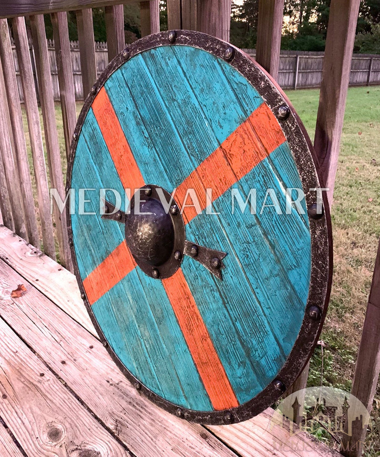 MEDIEVALMART Iconic Viking's Valhalla Authentic Rollo Shieldmaiden Battle’s Viking Wooden Shield | Gifts For Dad
