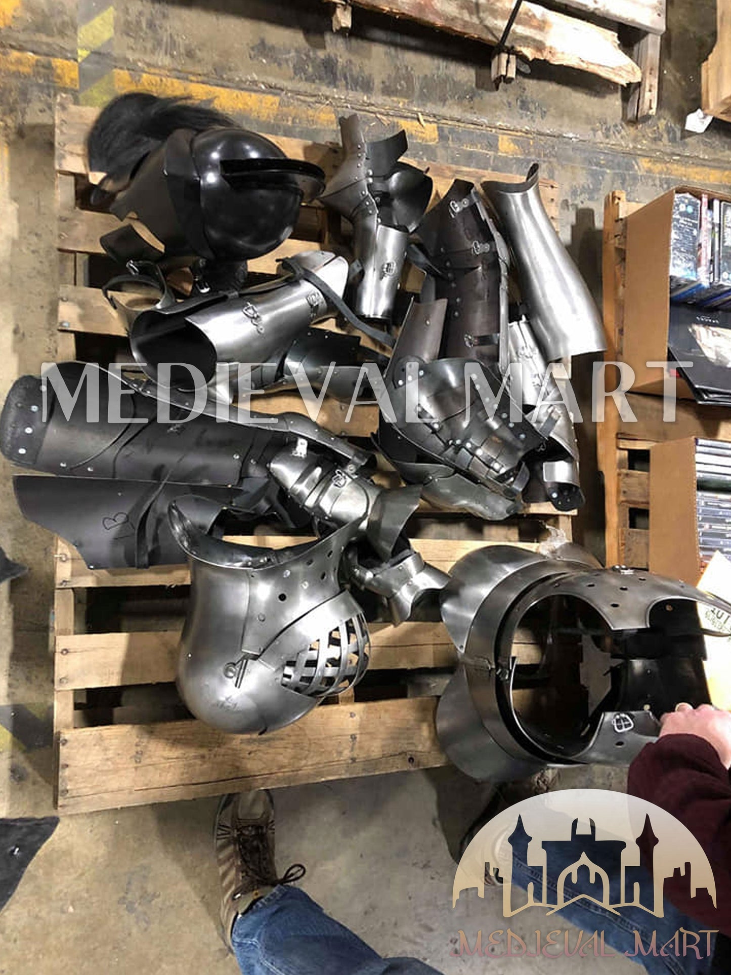 MEDIEVALMART 1400s Medieval Tournament Knight Parade High Gothic Plate Armor W/H Kolbenturnier Bacinet