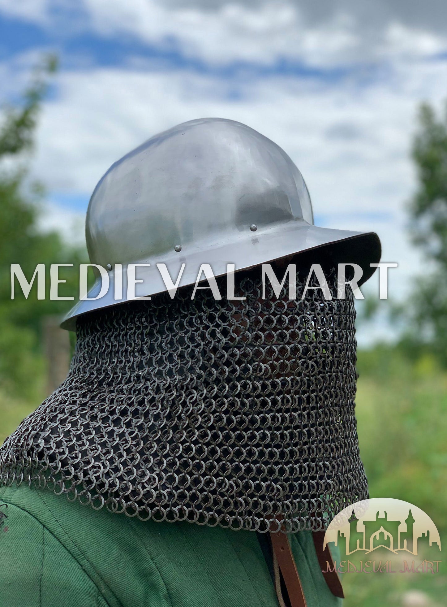 MEDIEVALMART Medieval Mens Celleta Kettle Helmet W/H Chainmail