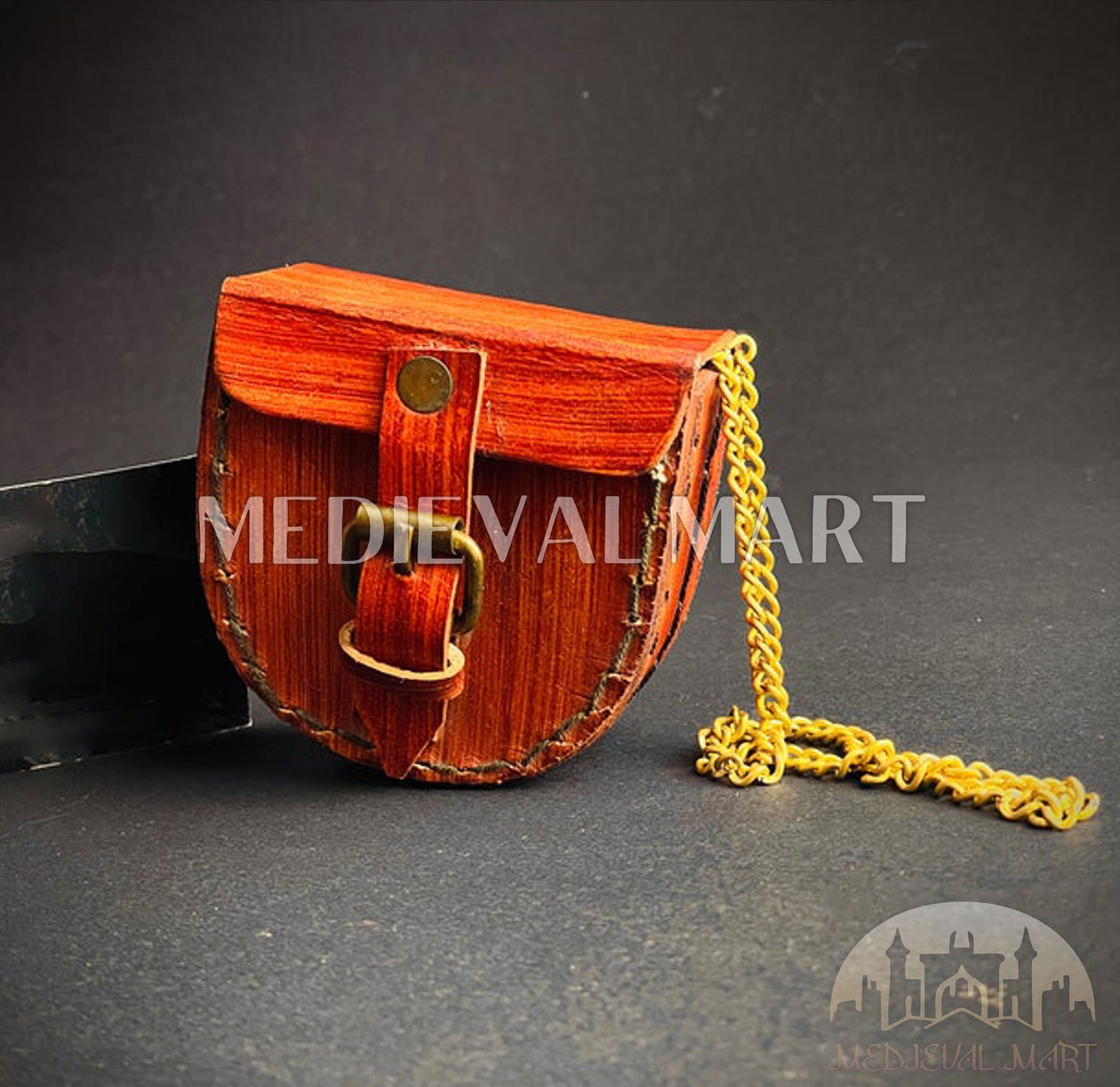 MEDIEVALMART Nautical Pirates Vintage Pocket Engrave Compass Locket Gold Finish W/H Leather Case | Gift For Her