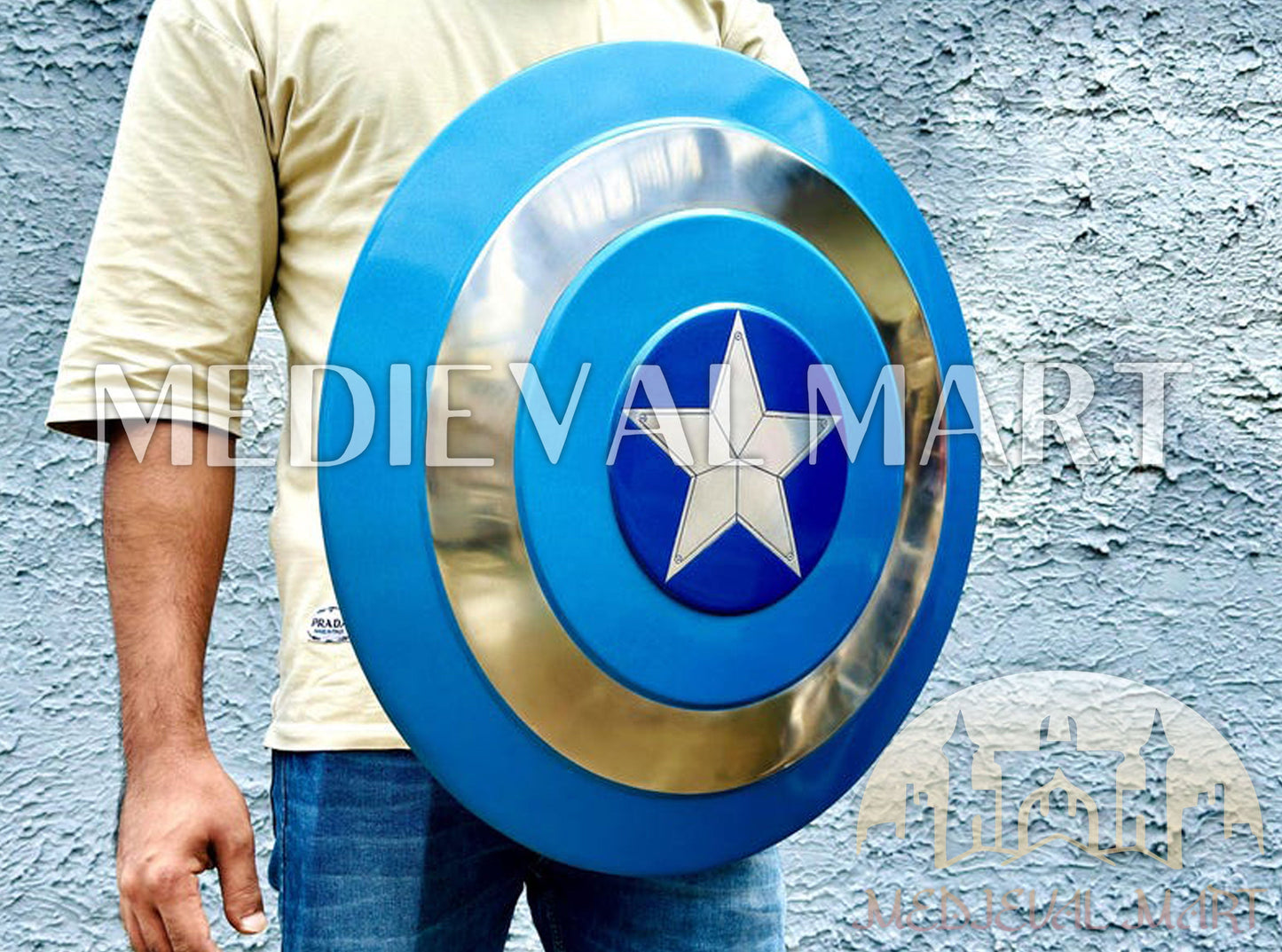 MEDIEVALMART Marvel Legend Captain America Shield Blue Finish Marvel Prop Replica