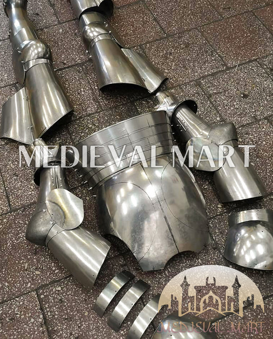 MEDIEVALMART Medieval German Combat Sport Buhurt Battle Full Body Plate Armor Suit with Viking Axe Or Sword