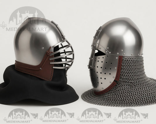 MEDIEVALMART Collection Limitée XIVe siècle « Côtes de loup » & Casque Bacinet « Normand »