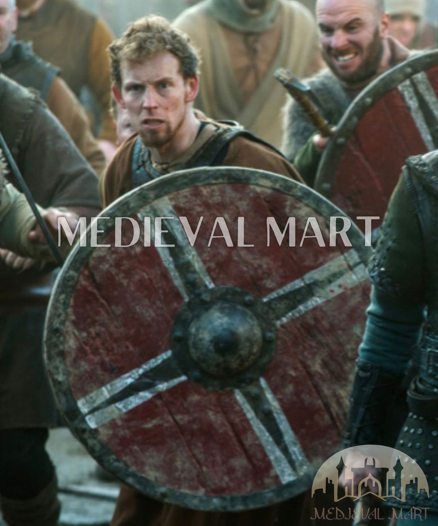 MEDIEVALMART Iconic Viking's Valhalla Dane’s Warrior Battleworn Viking Wooden Shield | Gifts For Dad