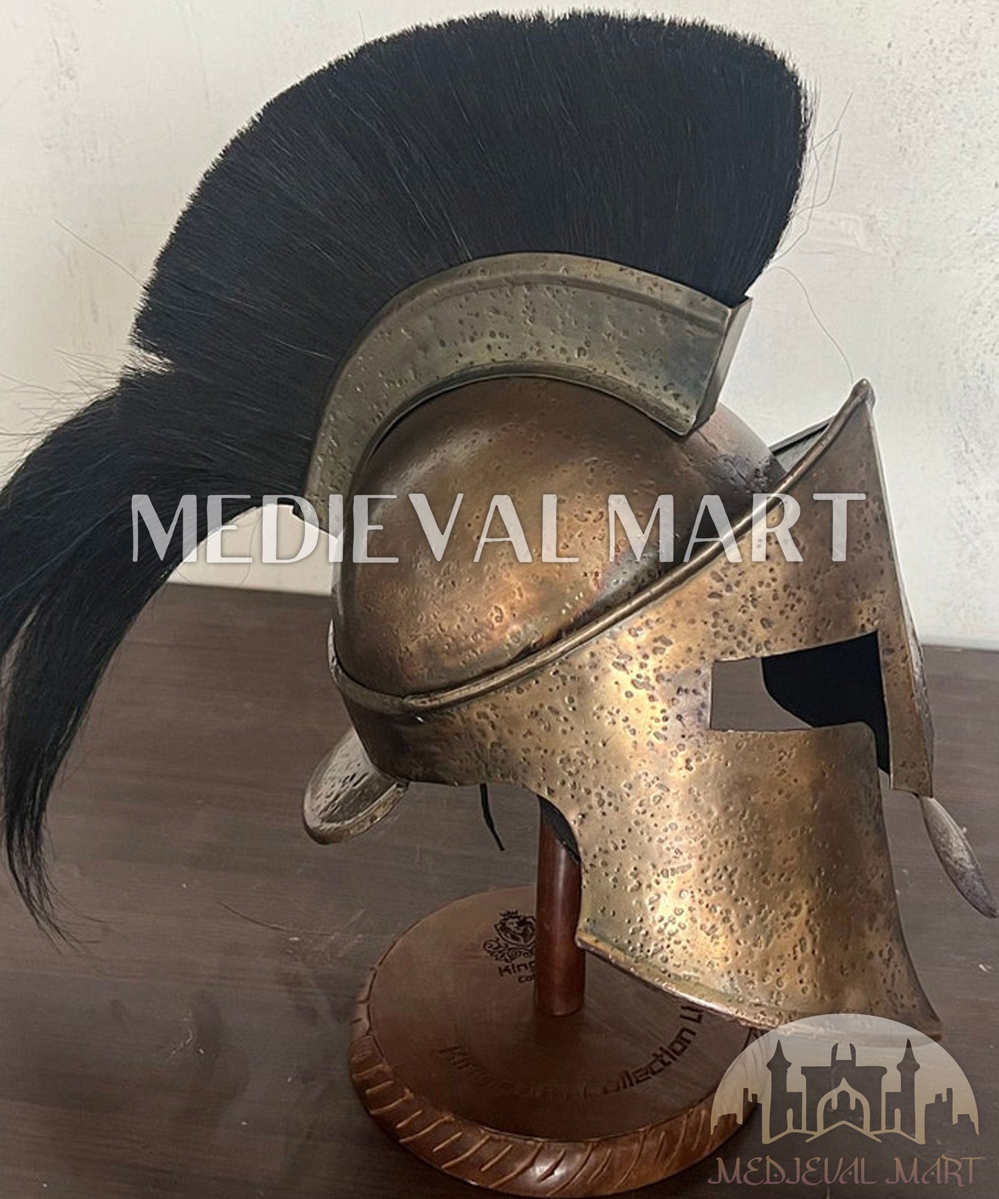 MEDIEVALMART "300" Movie Spartan King Leonidas In Battle Edition Helmet W/H Free Stand | 300 Props