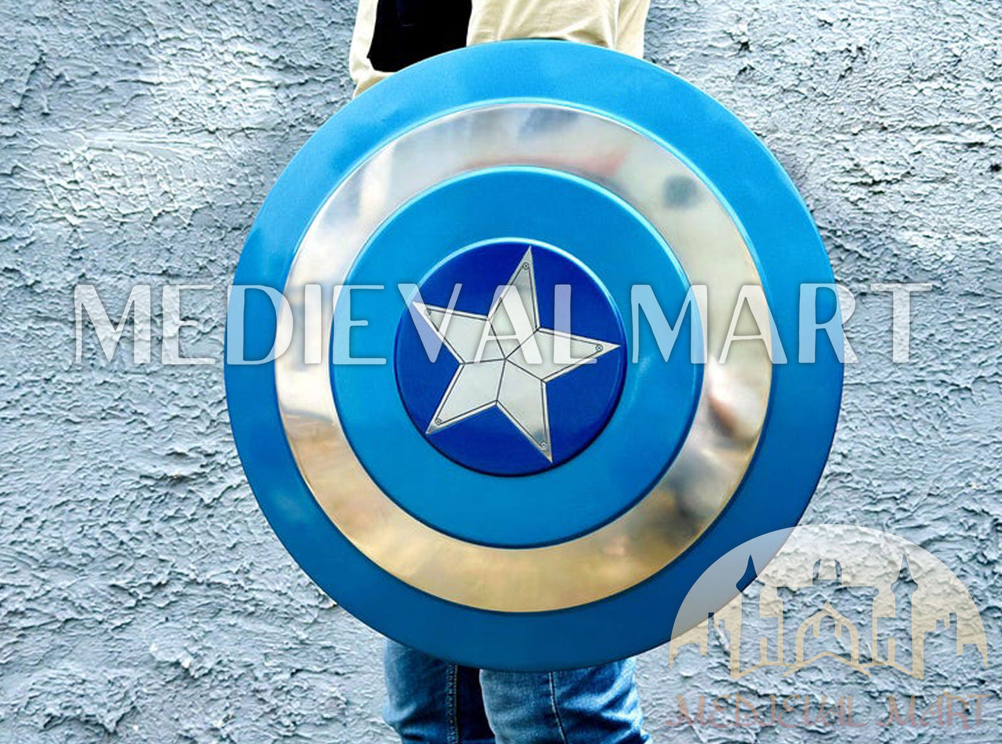MEDIEVALMART Marvel Legend Captain America Shield Blue Finish Marvel Prop Replica