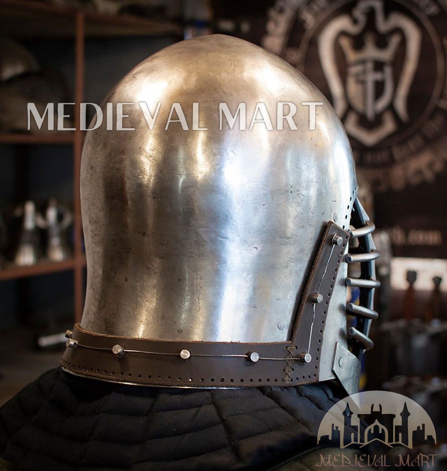 MEDIEVALMART Medieval Sport Fighter Wolf Ribs Full Face Superior Bar Grill Bascinet