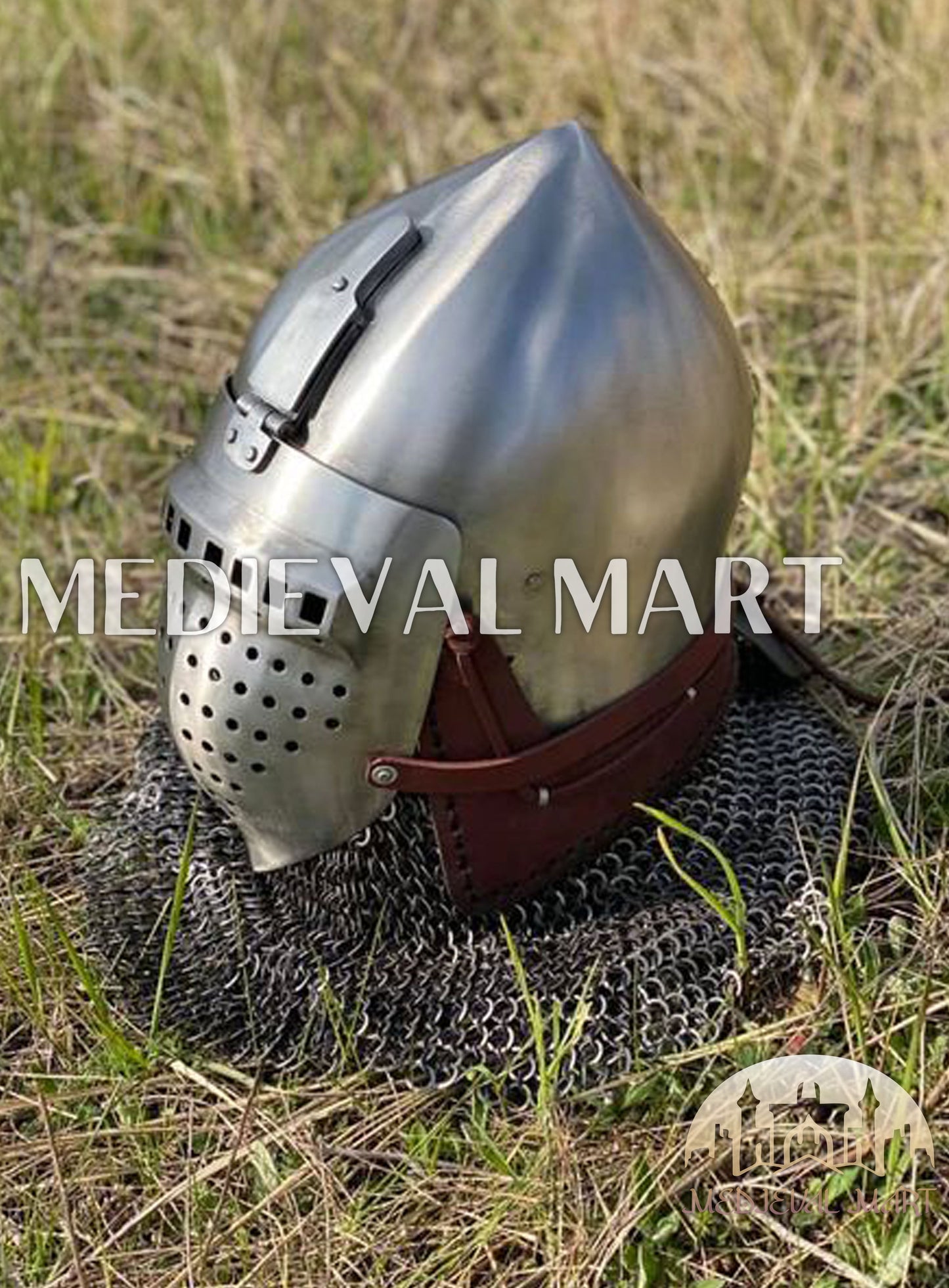 MEDIEVALMART 14th-Century Medieval LOB Nurnberg Klappvisor Combat Helmet