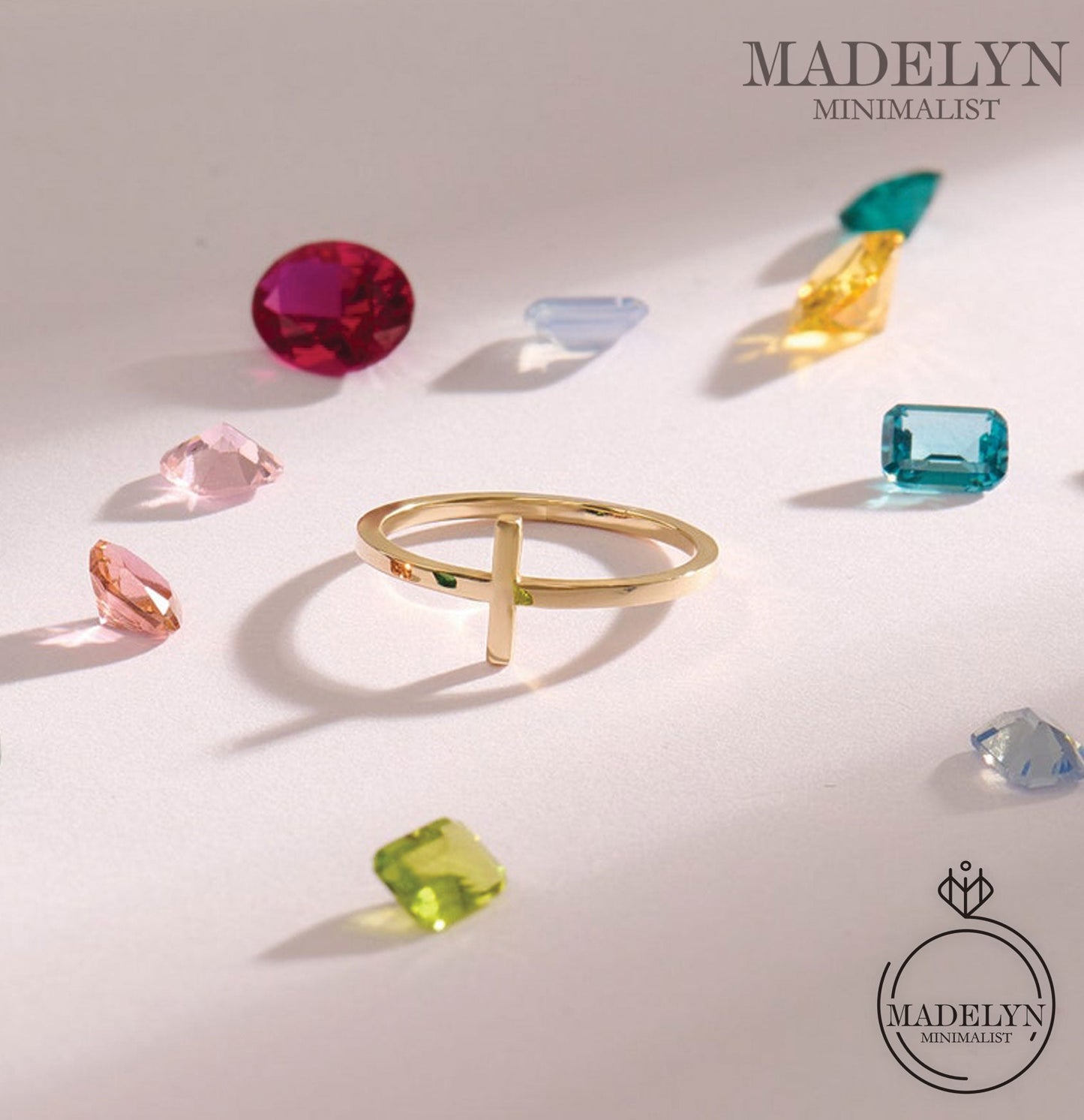 MADELYN MINIMALIST 14k Solid Gold Small Plain Cross Christian Ring, Minimalist Simple Faith Religious Ring | Gift For Mom